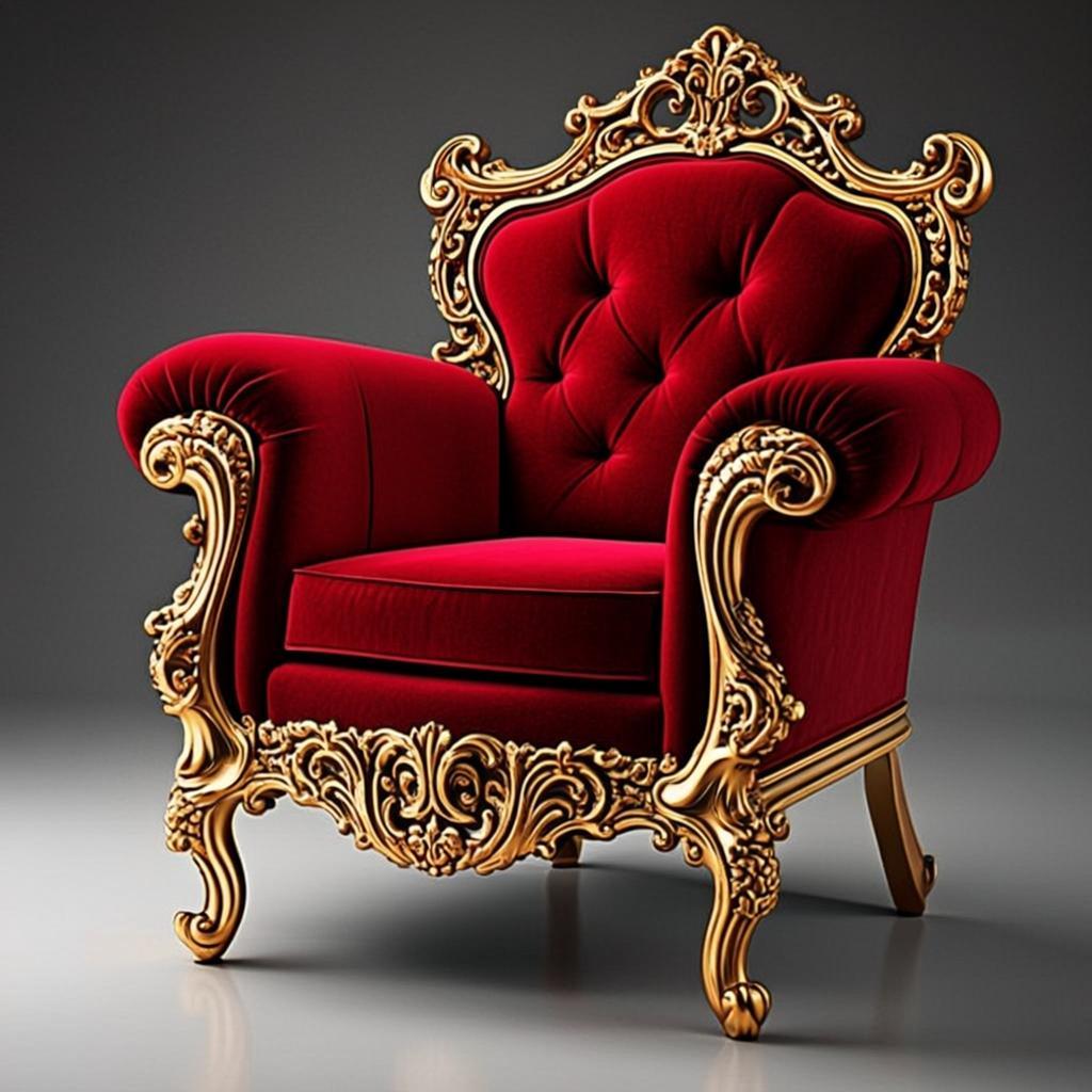 Trone Baroque Or Bordeaux